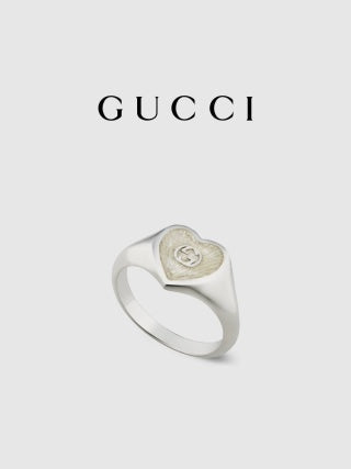 Gucci GG Heart Engraved Signet Ring