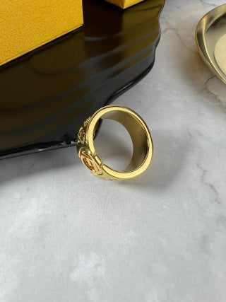 FENDI FF Bold Logo Signet Ring