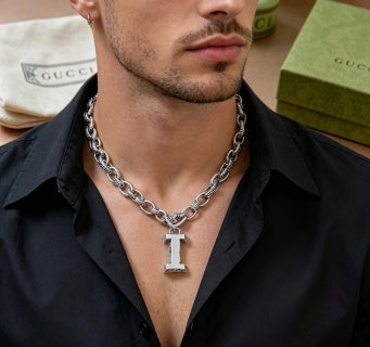 Gucci Interlocking G Letter Pendant Chain Necklace