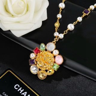 CHANEL Elaraine Pearl Charm Long Necklace
