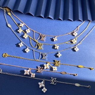 Louis Vuitton Pearl Blossom Layered Charm Necklace