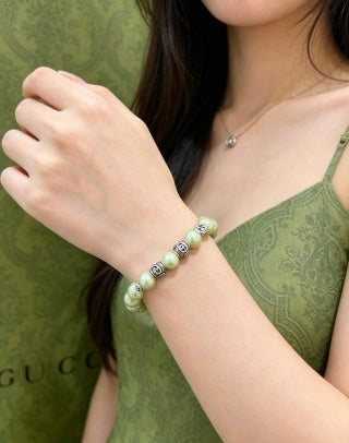 Gucci GG Pearl Beaded Charm Bracelet