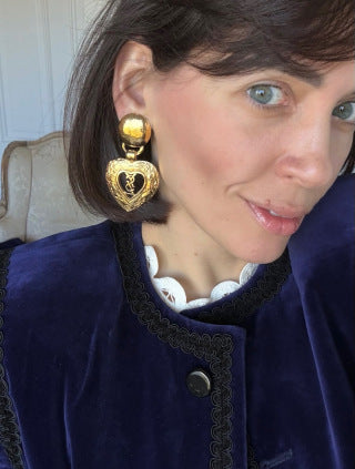 YSL Cœur Baroque Medallion Clip Earrings