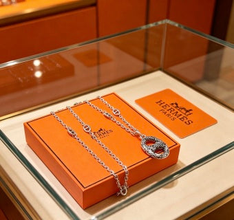 Hermès Ornate Oval Medallion Chain Necklace