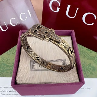 Gucci Engraved Horsebit Cuff Bracelet
